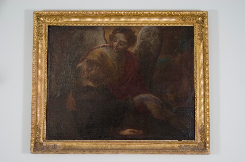 Ambito napoletano sec. XVIII, Transito di un santo in olio su tela