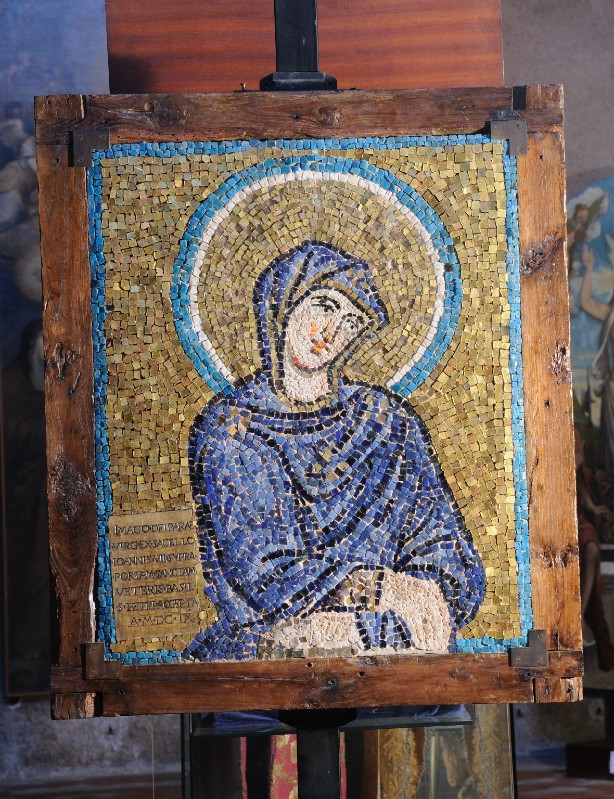 Ambito bizantino sec. VIII, Mosaico con Madonna