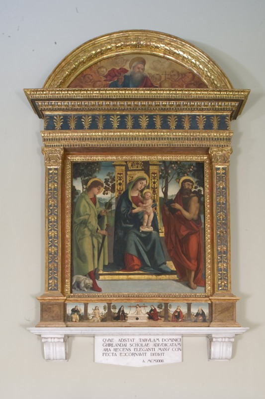 Bottega lucchese sec. XV, Pala con Madonna con Gesù Bambino e santi