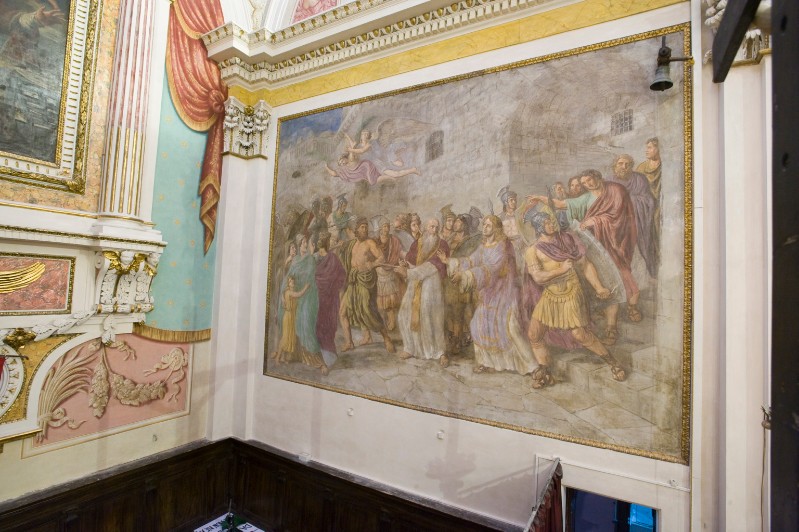 Ademollo L. sec. XIX, San Lorenzo con il tesoro della chiesa dipinto murale