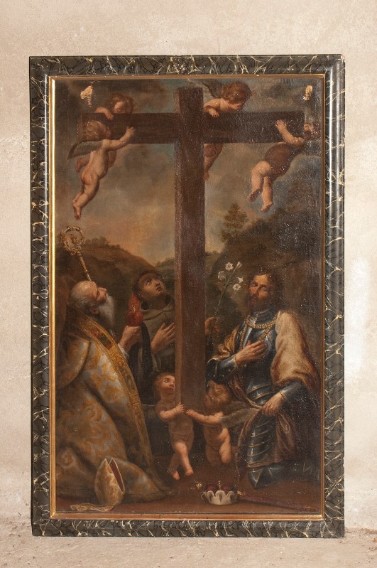 Alberti G. (1707), Tre santi in adorazione della croce sostenuta da angioletti