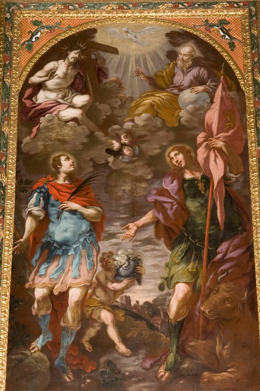 Venturelli D. (1685), Santissima Trinità con San Vitale e San Fermo