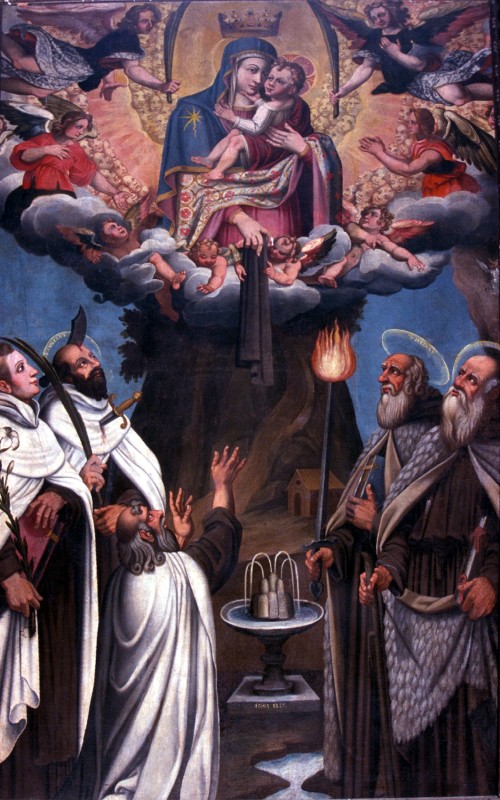 Ambito dell'Italia centrale sec. XVII, Madonna del Carmelo e Santi