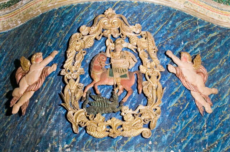Ambito siciliano secc. XVIII-XIX, San Giorgio uccide il drago e angeli