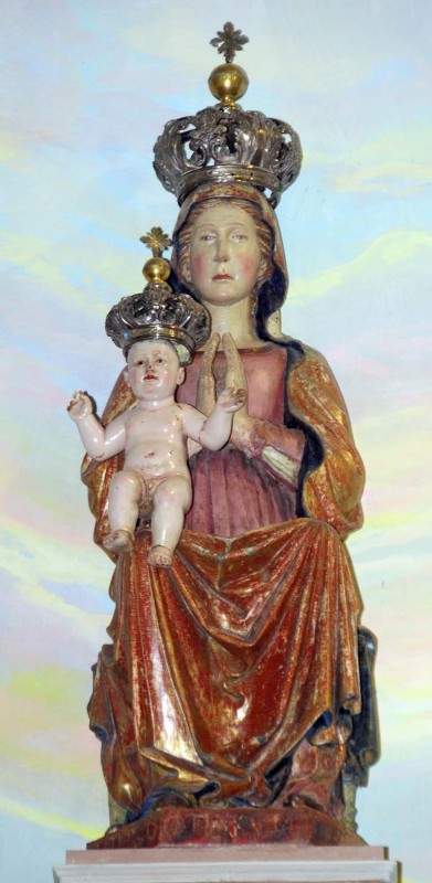 Bottega abruzzese sec. XIV, Statua processionale Madonna con Bambino in trono
