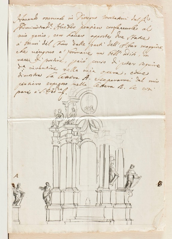 Benedetti C. (1696), Lettera con disegno dell'altare maggiore