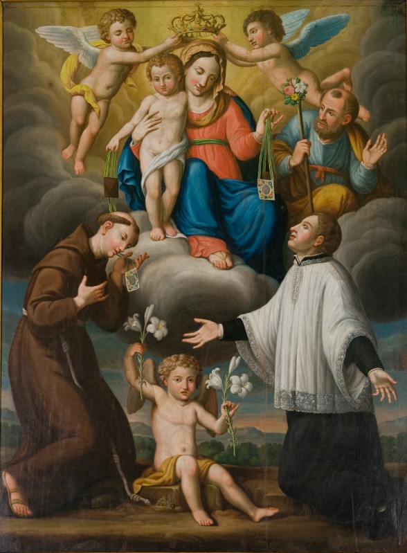 Bottega lucchese sec. XVIII, Madonna del Carmelo tra santi dipinto