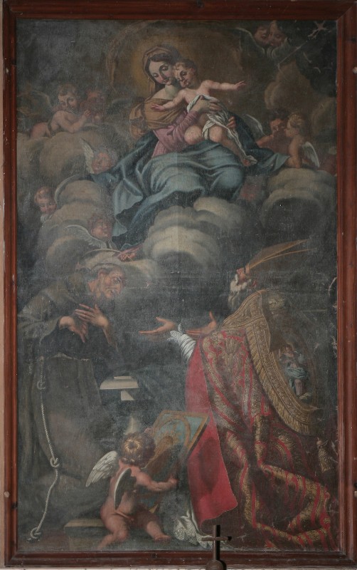 Scuola toscana sec. XVII, Madonna con Gesù Bambino tra angeli e santi
