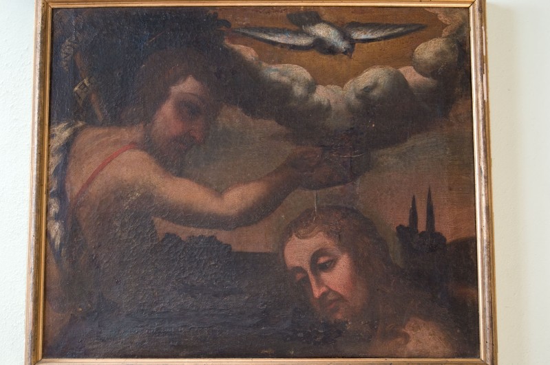 Ambito lucano sec. XVI, Battesimo di Gesù Cristo in olio su tela