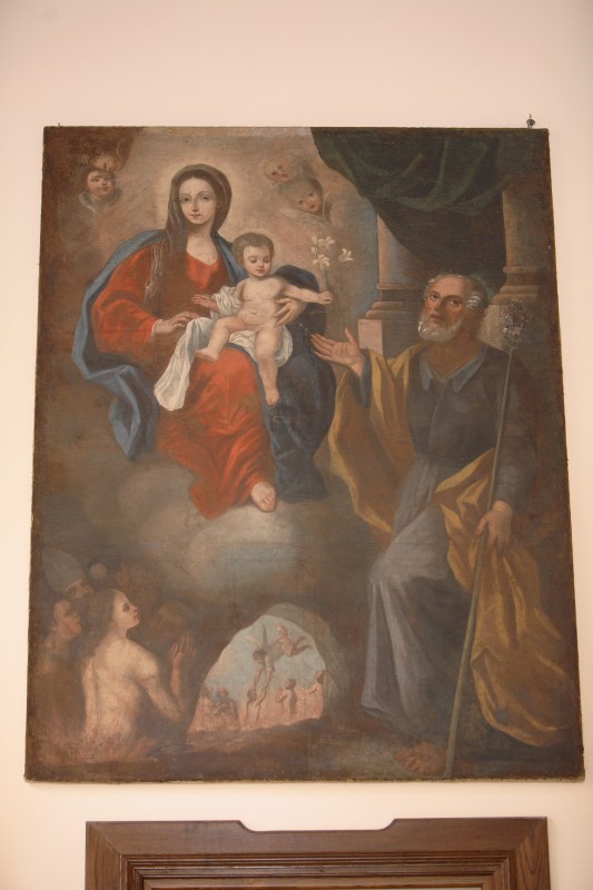 Ambito lucano sec. XIX, Sacra famiglia in olio su tela