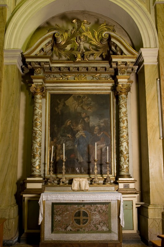 Bottega umbra sec. XVII, Altare con colonne avvolte da tralci