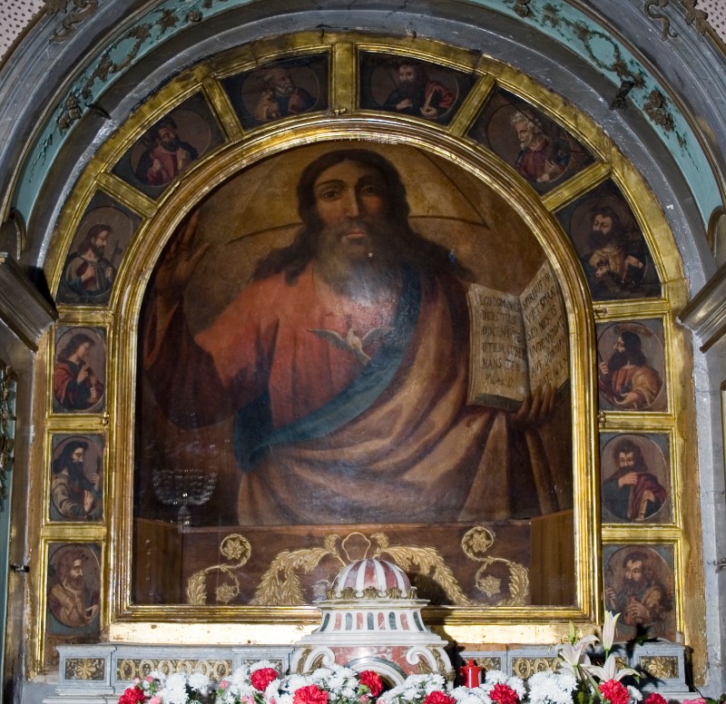 Ambito siciliano secc. XVII-XVIII, Dio Padre con lo Spirito Santo e Apostoli