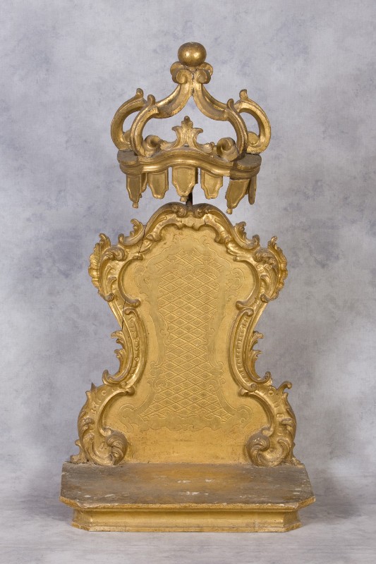 Bottega romagnola sec. XIX, Tronetto per esposizione con motivo reticolato