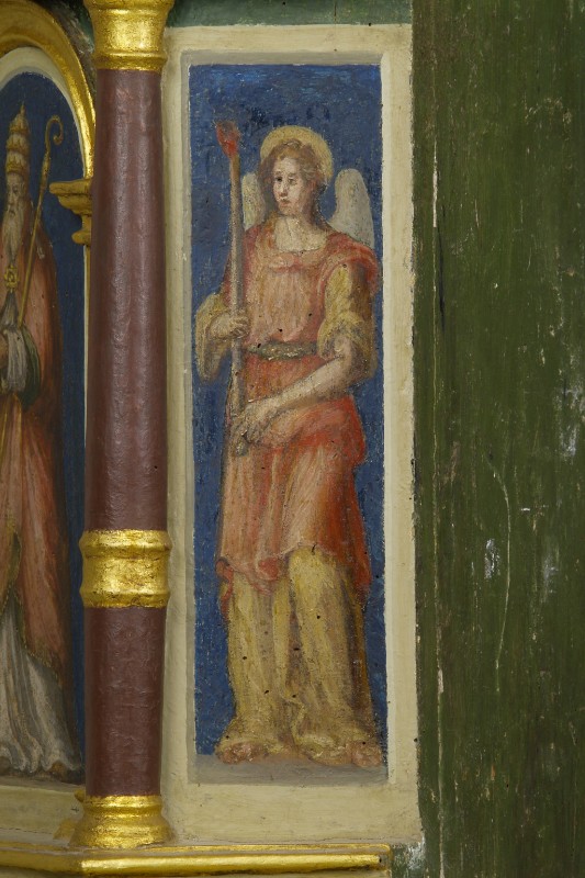 Ambito romagnolo sec. XVI, Dipinto con angelo con torcia