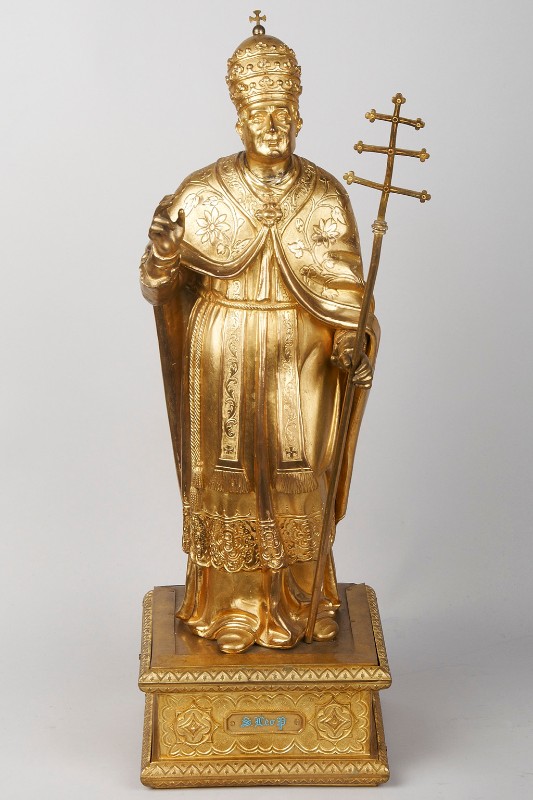 Ambito lombardo sec. XIX, Reliquiario a statua di San Leone papa