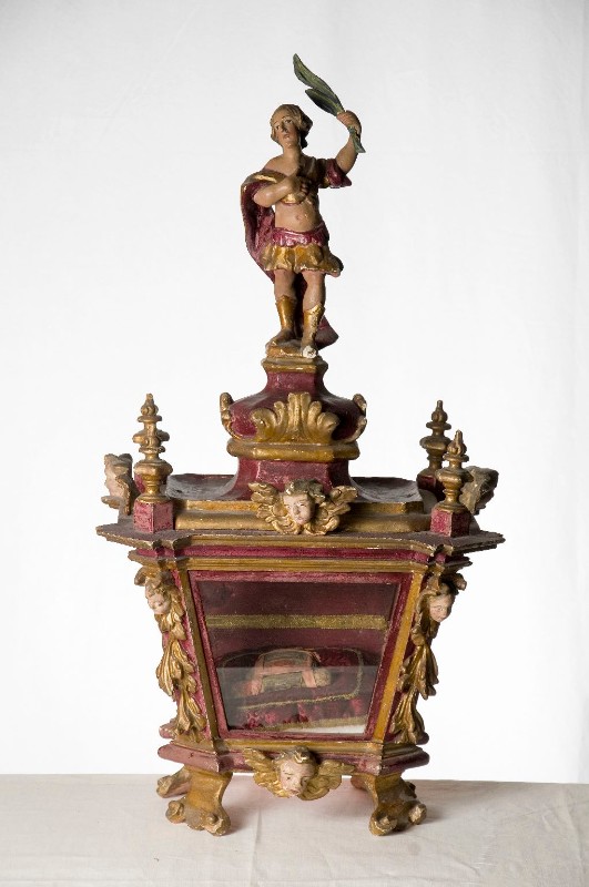 Ambito lombardo sec. XVIII, Reliquiario a urna di San Fausto