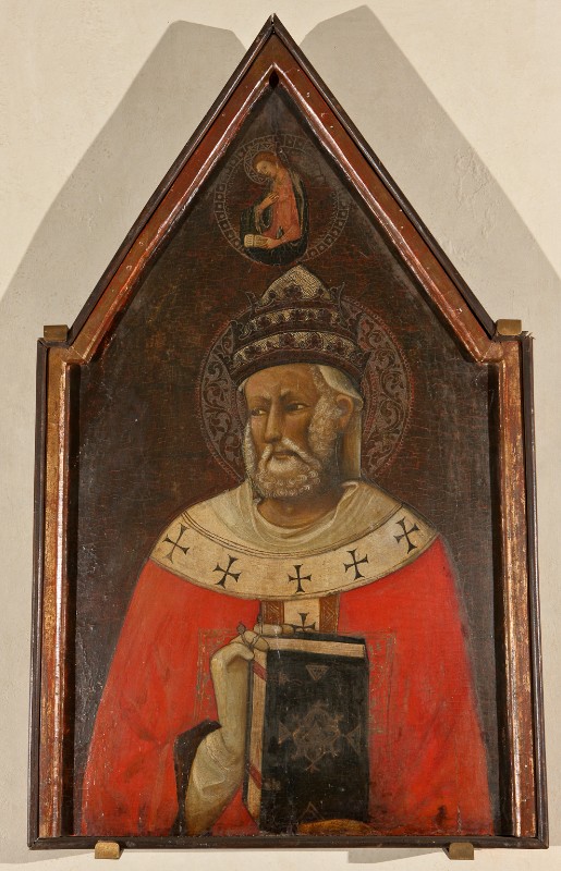 Maestro di Montefloscoli ultimo quarto sec. XIV, Dipinto con San Damaso papa
