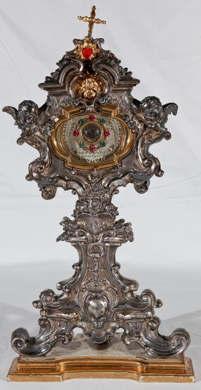 Bottega fiorentina sec. XVIII, Reliquiario con coppia di teste di cherubo