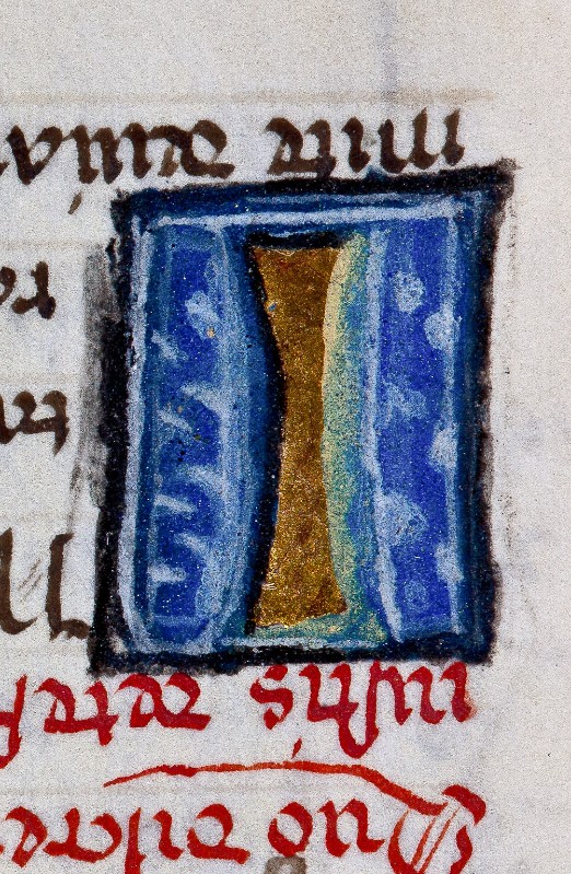 Ambito fiorentino sec. XVI, Miniatura con lettera I in oro con sfondo blu