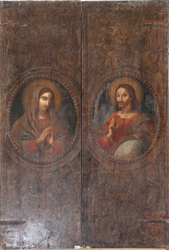 Ambito laziale sec. XVII, Dipinto di Gesù benedicente e Madonna