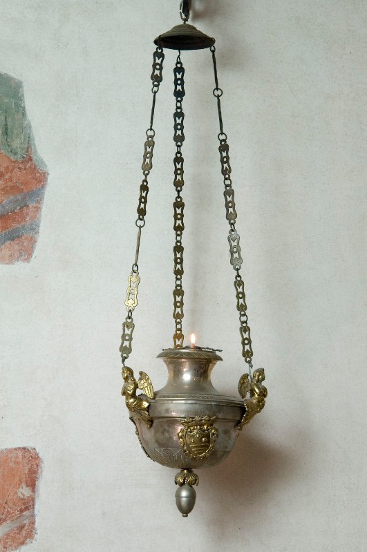 Bott. dell'Italia centr. (1881), Lampada pensile in metallo argentato e dorato
