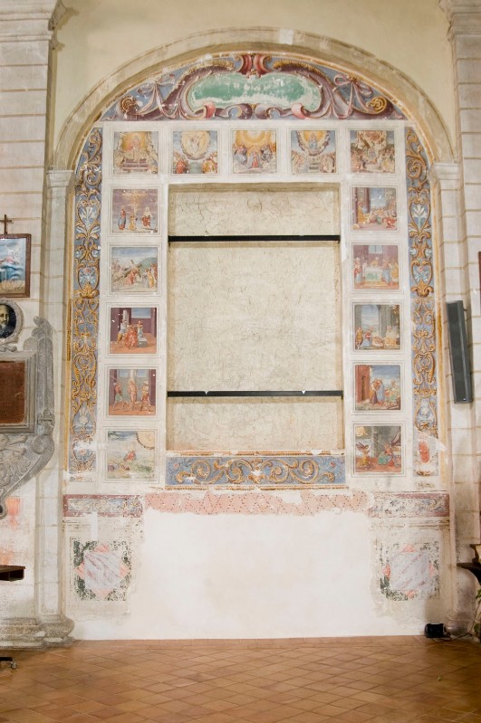 Ambito umbro sec. XVII, Dipinto murale con i Misteri del Rosario
