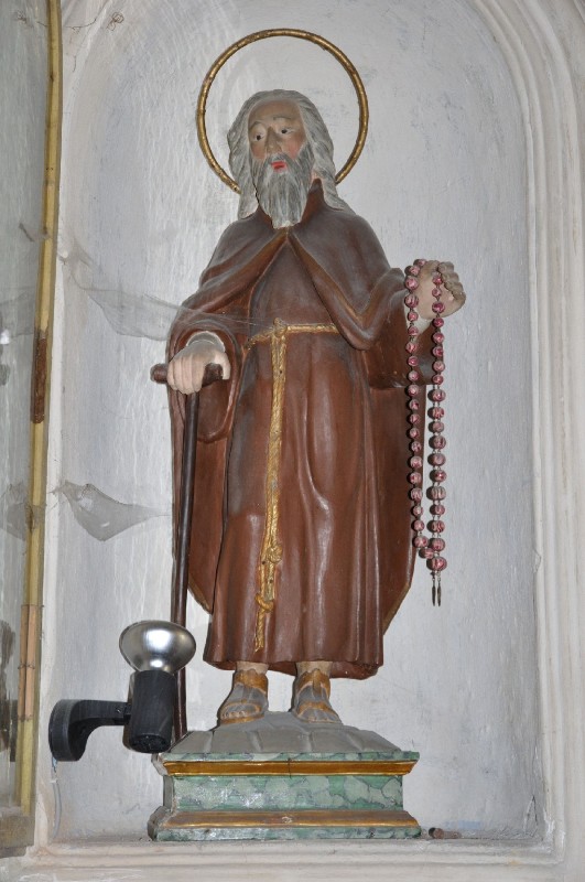 Bott. piacentina sec. XVIII, Statua di San Corrado con saio e lunga barba grigia