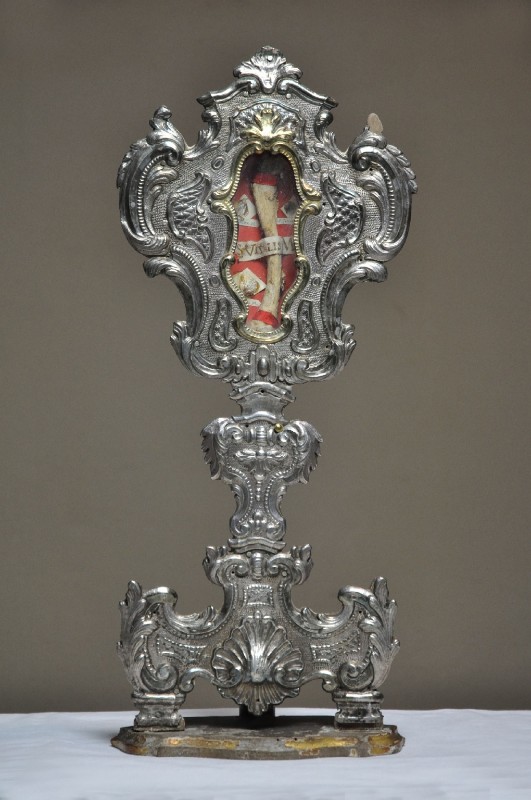 Bott. emiliana sec. XVIII, Reliquiario a ostensorio con conchiglia alla base