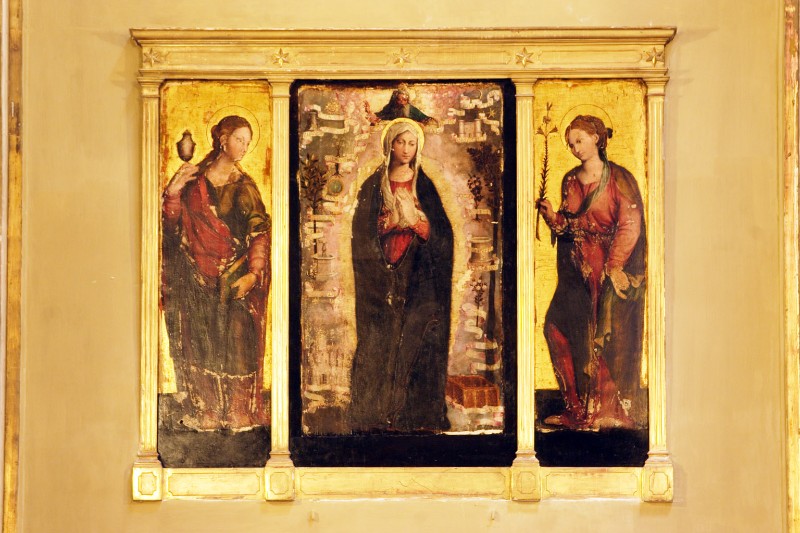 Ambito italiano sec. XV, Trittico della Madonna immacolata in olio su tavola