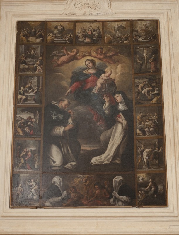 Carella D. sec. XVIII, Dipinto della Madonna del Rosario tra santi