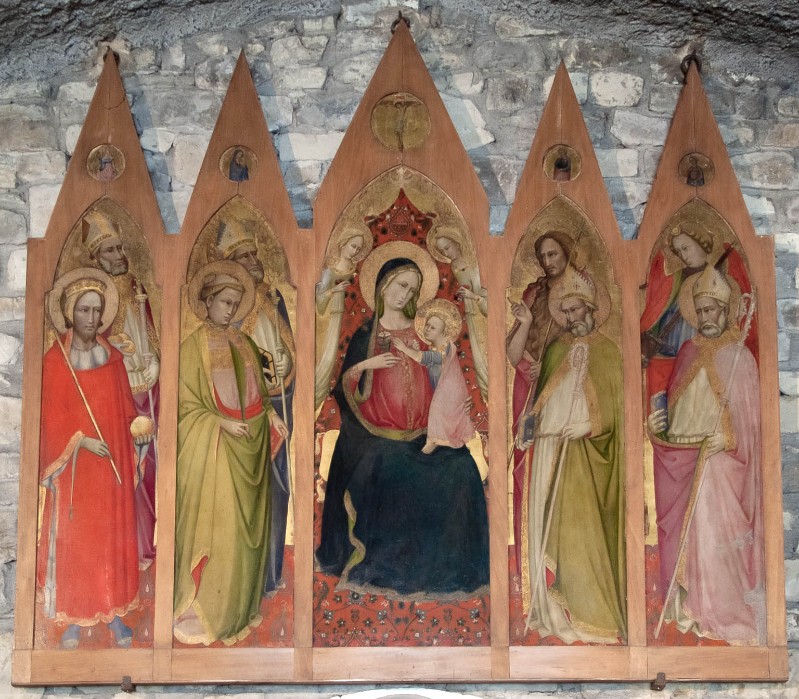 Maestro della Madonna Straus sec. XV, Polittico con Madonna col Bambino e santi