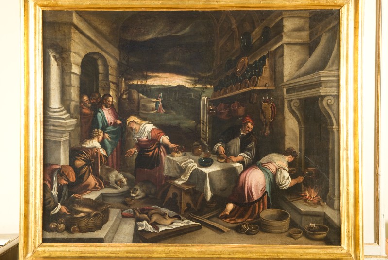 Scuola bassanesca sec. XVI-XVII, Cristo accolto da Marta e Maria nella loro casa