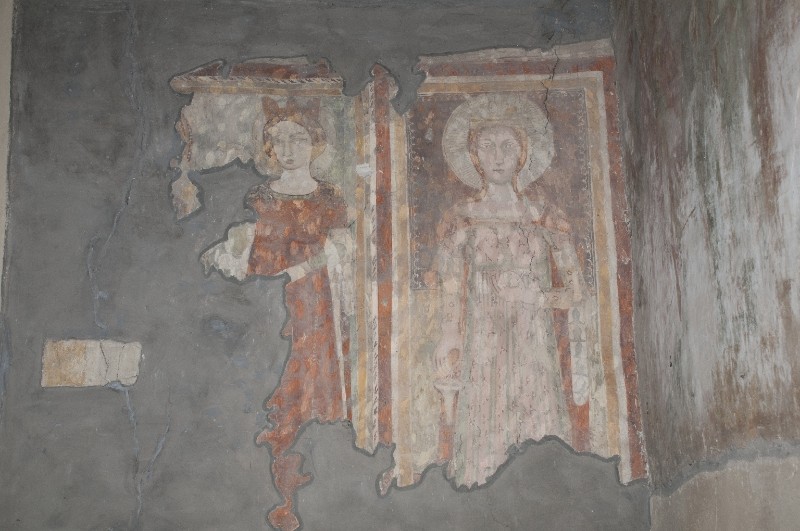 Ambito laziale sec. XV, Dipinto murale di Sante Vittoria e Apollonia