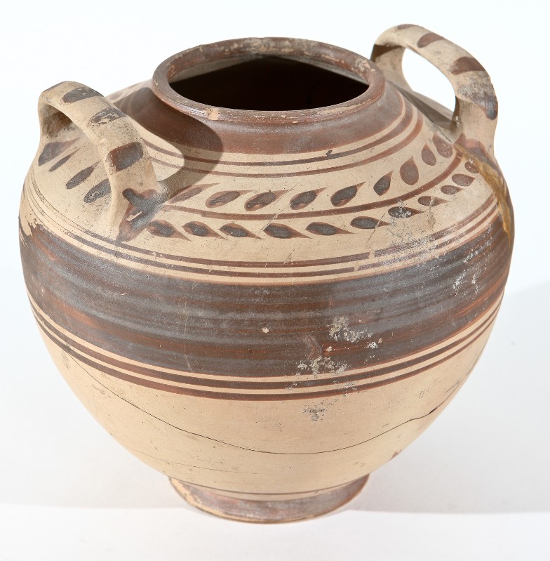 Bottega etrusca sec. VI a.C., Vaso biansato con disegni astratti