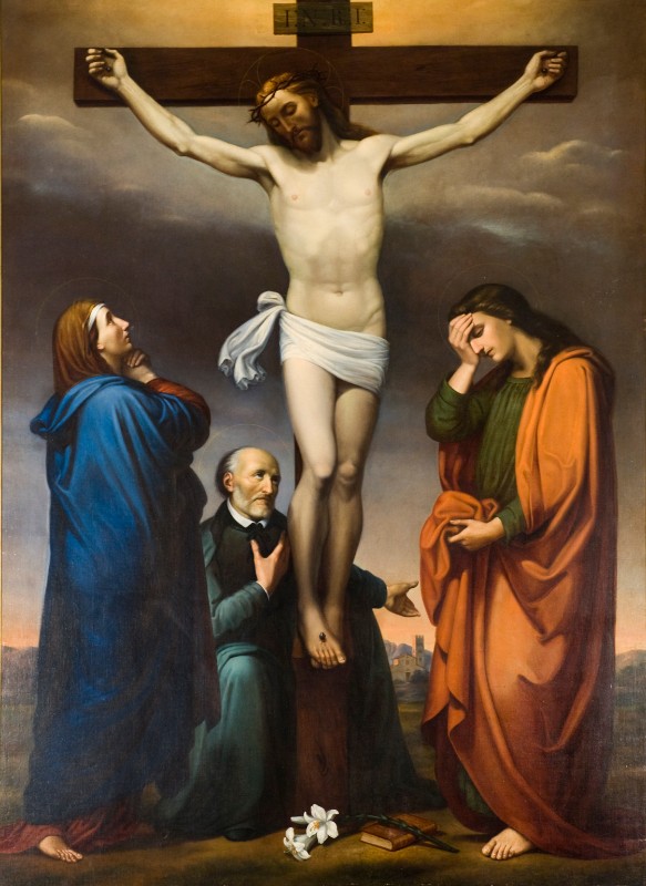 Ridolfi E. sec. XIX, Gesù Cristo crocifisso e santi dipinto a olio