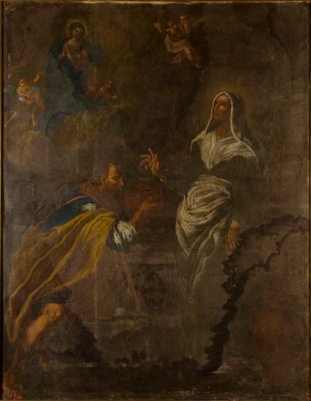 Bottega lucchese sec. XVII, Santa Zita con un mendicante dipinto