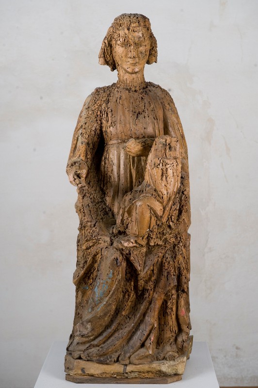 Bottega lucchese sec. XIII, Madonna con Gesù Bambino scultura