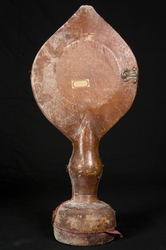 Bottega toscana sec. XVIII, Custodia di ostensorio in cotone e cuoio