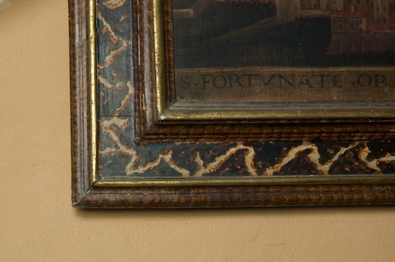 Bott. umbra sec. XVII, Cornice in legno dipinto e dorato con decorazione