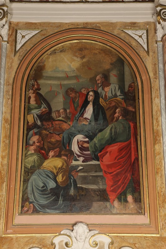 Ambito campano sec. XV, Discesa dello Spirito Santo sugli apostoli e la Madonna