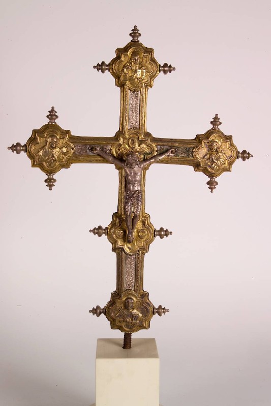 Bott. toscana sec. XV, Croce astile con San Giovanni e San Leonardo