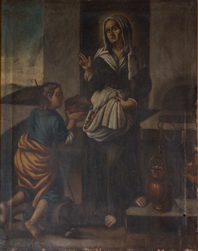 Bottega lucchese sec. XVIII, Santa Zita offre da bere ad un mendicante dipinto