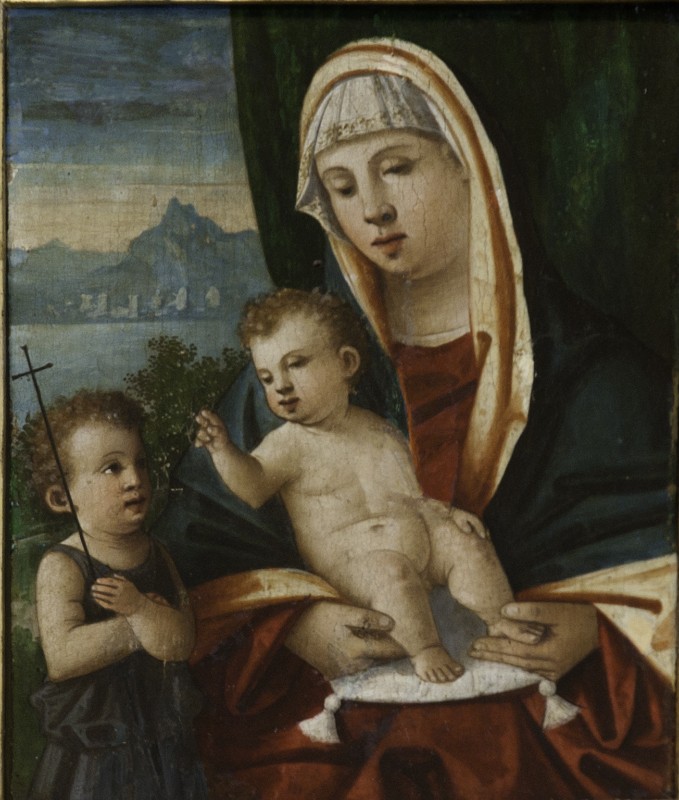 Bott. toscana sec. XV, Madonna con Gesù Bambino e San Giovannino dipinto