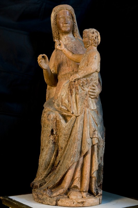 Bott. toscana sec. XIII, Madonna con Bambino scultura lignea