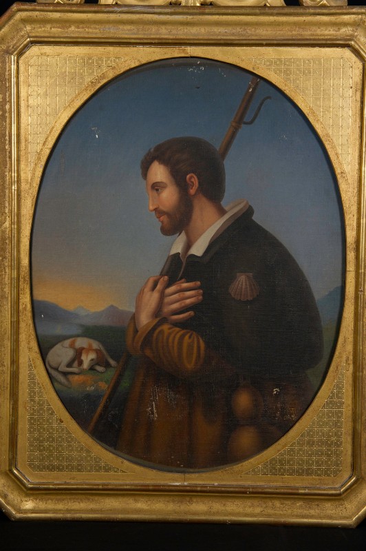 Bott. italiana sec. XIX, Dipinto a olio su tela raffigurante San Rocco