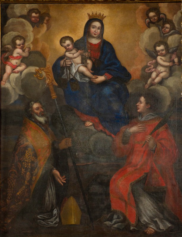 Bott. toscana sec. XVII, Dipinto ad olio su tela raffigurante Madonna e santi