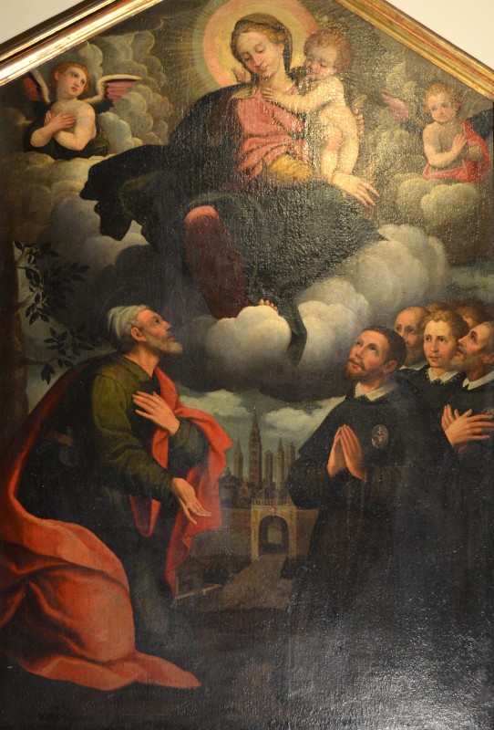 Bott. cremonese sec. XVII, Madonna con Gesù Bambino e S. Omobono