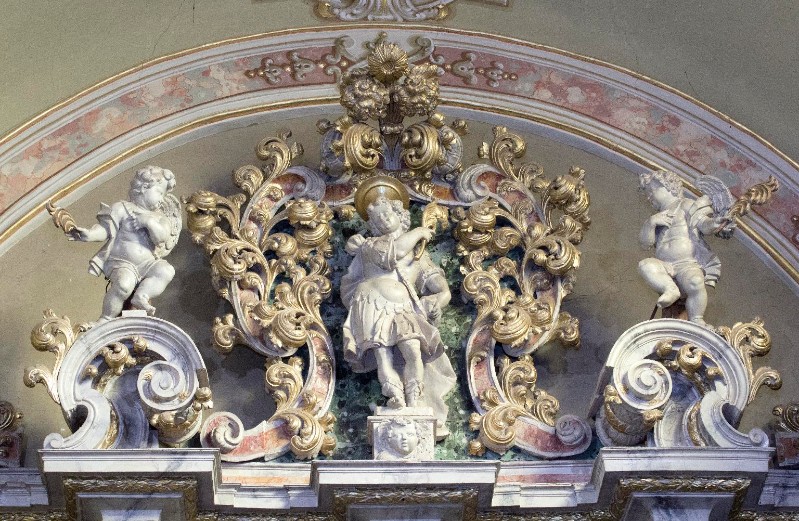 Bottega bresciana sec. XVIII, Fastigio con San Calogero e angeli