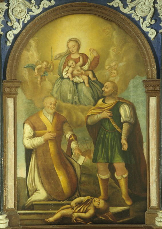 Ambito feltrino (?) sec. XVI, Madonna del Carmine e SS. Eustachio e Valentino