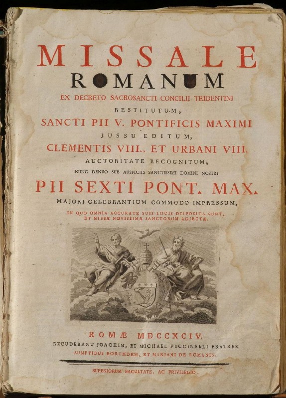 Bott. romana (1794), Messale senza copertina